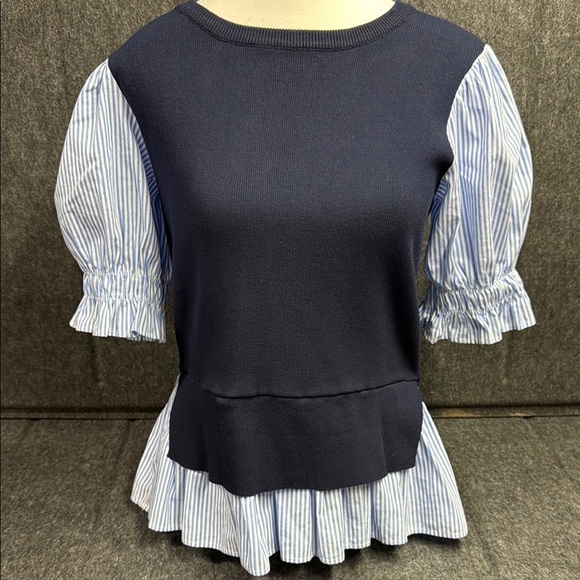 Anthropologie Tops - ANTHROPOLOGY Navy and Blue Striped Women's Top